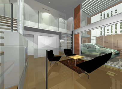 internal view: double height living room